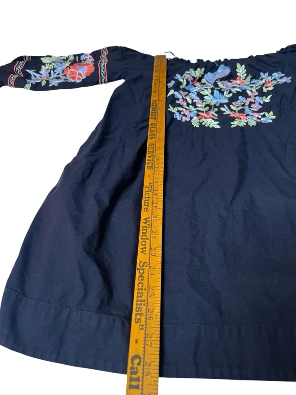 Free People Fleur Du Jour Embroidered Mini Dress Black Boho Peasant Puff Sleeve
